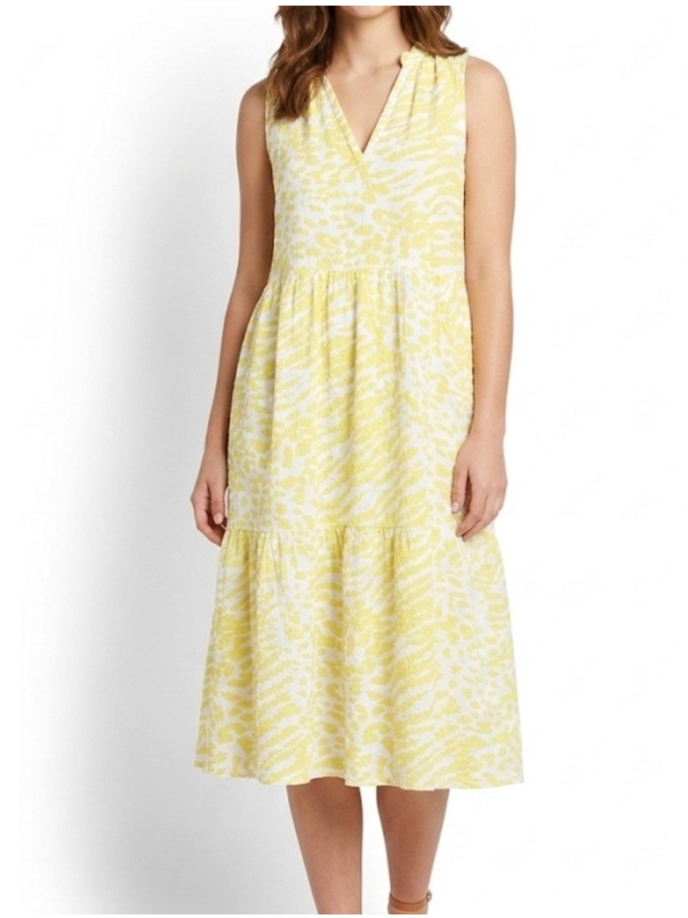 Nation LTD Nadie Tiered Midi Dress in the Wild Yellow